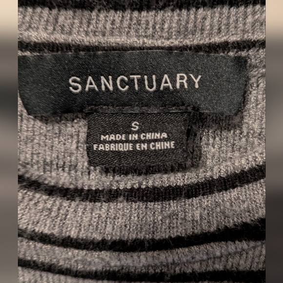 Sanctuary Black and Gray Striped Long Sleeve Sweater - Picture 4 of 6